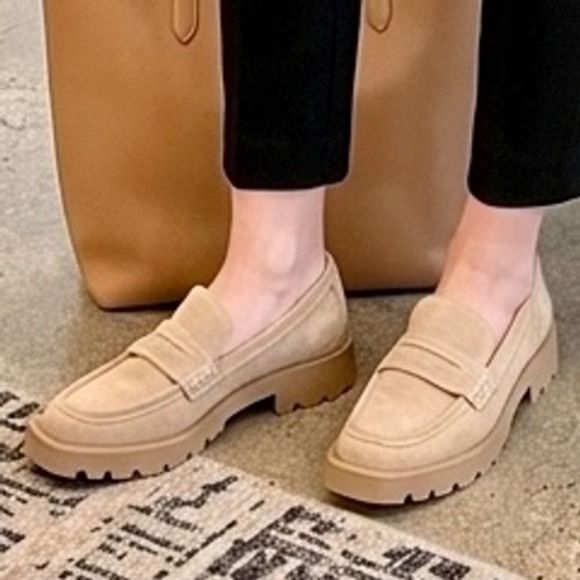 Dolce Vita Shoes - Dolce Vita Elias Tan Suede Leather Lug Sole Loafers Womens 8.5 Platform Shoes